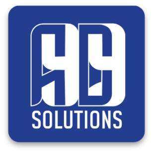 AD99 Solutions Logo. Blue background, white letters